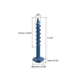 sourcing map #8x1-1/4" Pocket Hole Screws, 150pcs Square Drive Self Tapping Wood Screws with Blue Coated for Woodworking