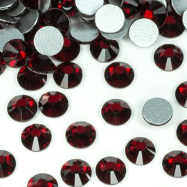 400pcs SS30 Dark Red Nail Rhinestones Bulk 6mm Dark Siam Nail Art Round Crystals K9 Glass Flatback Gems Beads Stones Diamonds Gluefix for Nail Charms DIY Crafts Jewels Accessories Eyes Face Makeup