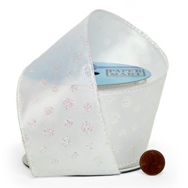 Iridescent Dots On Wired Ribbon, 2 1/2" X 10YD, White, Iridescent, Roll 1