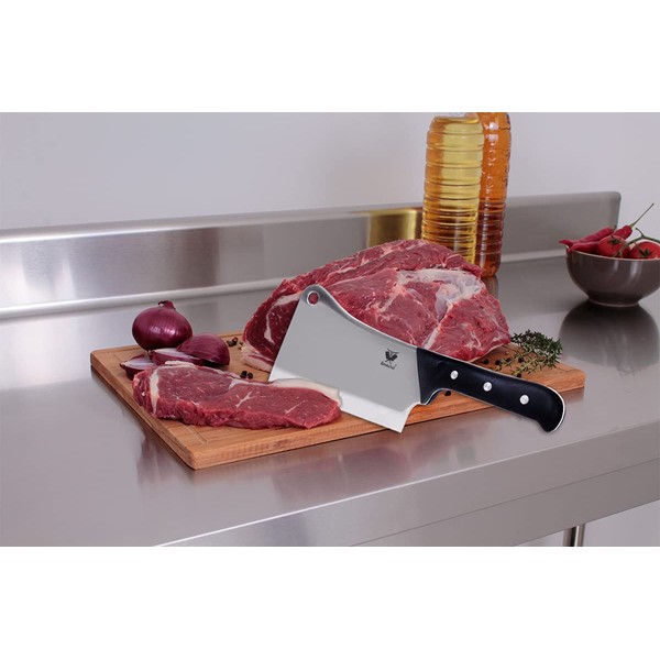 Beeketal HBB-10 Professional Butcher Chopper with Approx. 180 mm Blade Made of 420 J 2 Stainless Steel, Non-Slip and Ergonomically Shaped Handle - Heavy (Approx. 710 g) Meat Chopping Knife with 325 mm Total Length