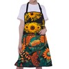 CMNIM Sunflower Apron for Gardening, Cooking, Kitchen, Chef, Baking -