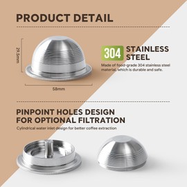 HAILASRE Stainless Steel Reusable Coffee Pod 150ml/5oz Compatible for Nespresso Vertuoline GCA1 and ENV135 Refillable Coffee Capsule Filter Espresso Size