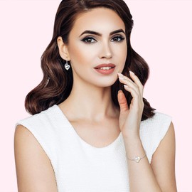 YL Bracelet Mother and Daughter 925 Sterling Silver Cut 12 Birthstone Cubic Zirconia Heart Bracelet for Mother Women, Sterling Silver, Cubic Zirconia