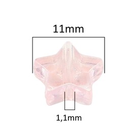 Sadingo Star Beads in Pink, 11 mm, Pack of 300, Beads for Threading, Small Plastic Stars with Hole, Plastic Beads, Star Beads, Shiny Acrylic Beads, Craft Beads, Bracelets Make Yourself