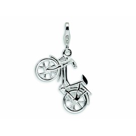 Amore LaVita Sterling Silver 3-D Enameled Bicycle Lobster Clasp Charm (Moveable) for Charm Bracelet