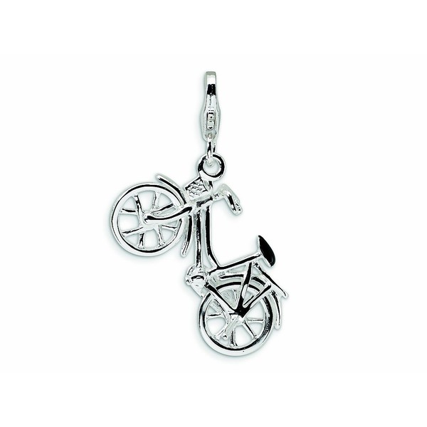 Amore LaVita Sterling Silver 3-D Enameled Bicycle Lobster Clasp Charm