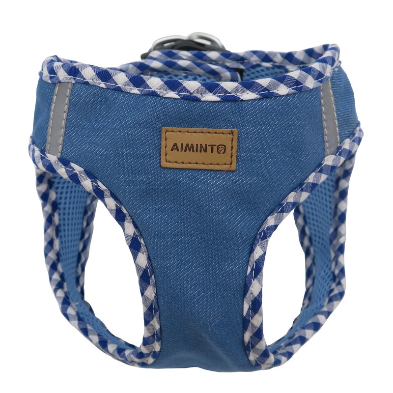 Aiminto Denim Dog Harness & Leash Set, Breathable Mesh, Lightweight,