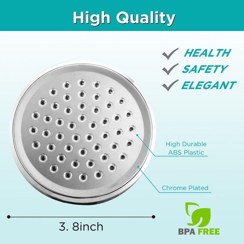 Rainfall Shower Head Fixed Showerhead 3.8-Inch Small Round Bathroom Rainhead