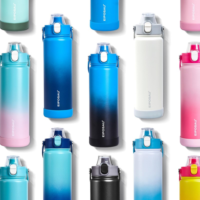 EIPOSAU Insulated Water Bottle with Lid & Boot & Stickers,