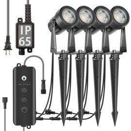 SUNTHIN Outdoor Landscape Lighting with Dusk to Dawn Sensor Controller, 4 Pack