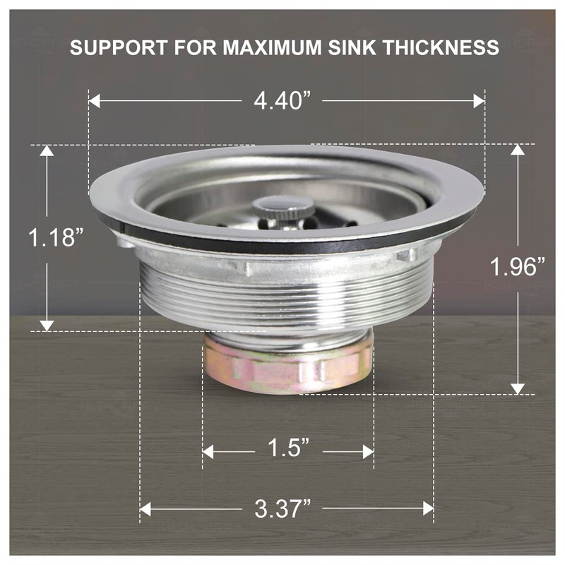 Highcraft 9733 Kitchen Sink (3-1/2'' Inch) Stainless Steel Drain Assembly