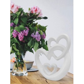 Harmonious heart for decoration - modern decorative heart made of white ceramic 23cm / 9” - ceramic heart suitable as a gift