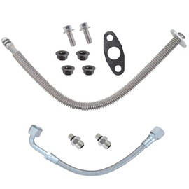 Turbocharger Oil Return Drain Line & Oil Feed Line Compatible with for Dodge Ram 2500 3500 5.9L Turbo Oil Return Pipe Tube W/Connectors gasket