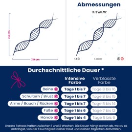 Tattwo.me Temporary Tattoos for Adults and Kids 2 Weeks Waterproof - DNA - Vegetable Ink - EU Cosmetic Certificate - (M0083)