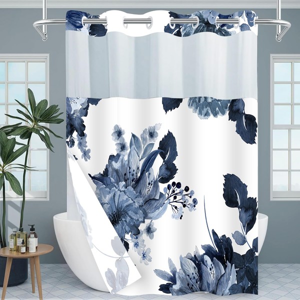 SSCRCUSLY SSCRCUSLY No Hook Shower Curtain with Snap in Liner