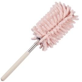 JSCARLIFE Microfiber Duster Brush,Feather Duster Extendable Duster with Extra Long Pole, Washable Dusters for Cleaning Office, Car, Window, Furniture, Ceiling Fan (Pink)