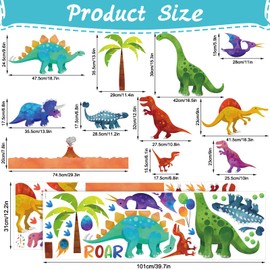 Large Dinosaurs Wall Stickers, Peel and Stick Dino Wall Decal Removable Vinyl Dinosaur Clings for Boys Kids Baby Nursery Bedroom Living Room Playroom Classroom DIY Decor