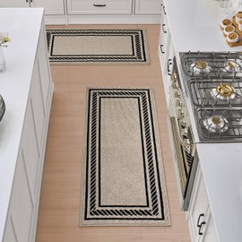 Nautica – Runner Rug 2 Piece Set | Indoor Runners for Hallways and Entry Rugs| Non-Skid Entry and Kitchen Door Mat| Machine Washable Carpet Rugs | 26" x 45" & 26" x 60"| Rope Border Natural Twist