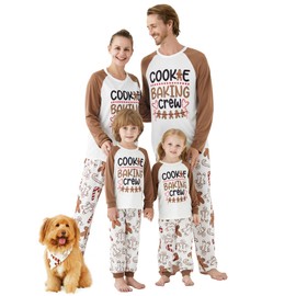IFFEI Christmas Pajamas for Family Matching PJ's Sets with Cookie Baking Pattern Tee and Pants 4-5 Years