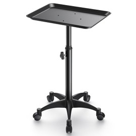 HYTOBP Salon Tray, Adjustable Height Salon Rolling Tray Cart with Wheels, Aluminum Hairstylist Color Tattoo Tray with Wheels for Salon&Spa Use(43inch-Black)