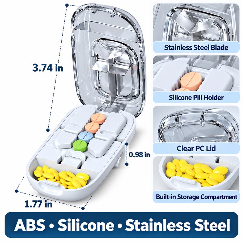 Adjustable Pill Cutter with Storage for Daily Medication – Precision