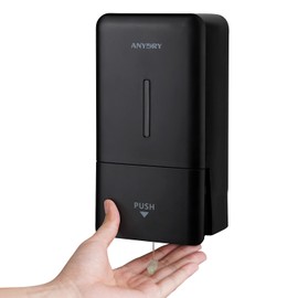 anydry 27oz (800 ml) Manual Wall Mounted Soap Dispenser, Ideal for Commercial Bathrooms Restaurants Hotels, Use with Liquid Hand Soap Shampoo, ABS Black