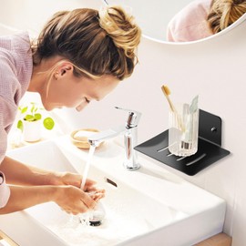 Soap Dish for Shower,Stainless Steel Soap Dish,Simple Bar Soap Tray,Wall Mounted Soap Stand,Rustproof Soap Saver Sponge Holder for Bathroom,Tub (Black Bore)