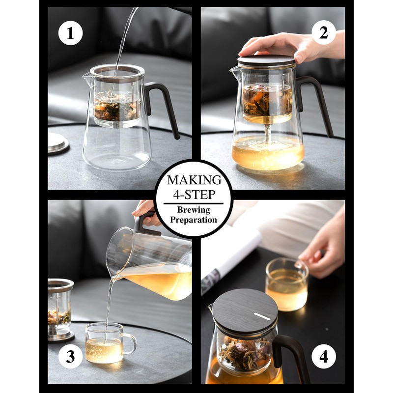 ZENS Magnetic Tea Pot, Large Enchanted Glass Teapot with Infuser
