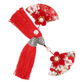 Baluue 2pcs Japanese Style Flower Hair Clips with Tassels Luxury Hair Accessories for Women Lightweight Non Damaging Hairpins for Ceremonies Parties and Daily Wear