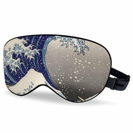 Vnwoalu Kanagawa Great Wave Sleep Eye Mask Japanese Ocean Beach Men Women Sleep Mask with Adjustable Strap Eye Cover Eye Shade for Travel, Nap,Meditation