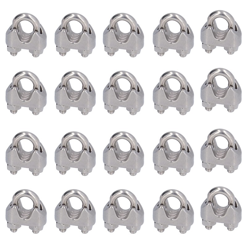 20Pcs Stainless Steel Wire Rope Clamp Hardware Rigging Cable Clip