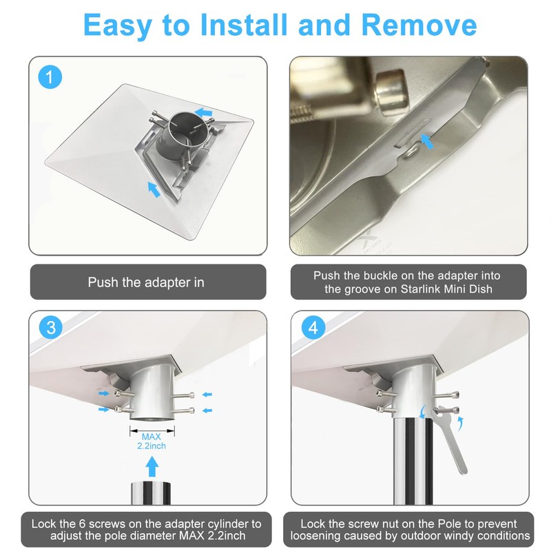 Migkin Starlink Mini Pipe Adapter, Heavy Duty Pole Adapter for