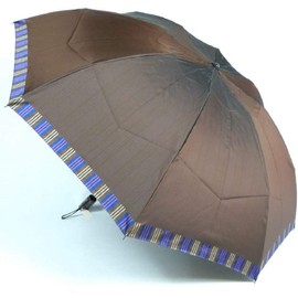 High Quality Koshu Woven Men's Folding Umbrella, "Tie" (Surface), Plain x (Back) Stripe, Brown Brown Makita Shoten, A Long-established Umbrella Makita, For Men With A History Of 140 Years Since The