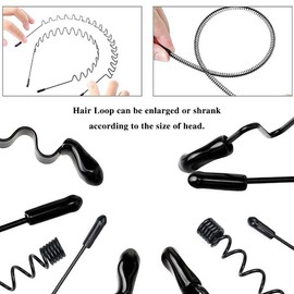 3Pcs Headbands for Men, Metal Women Hair Bands, Fashion Unisex Black Wavy Men for Running, Cycling, Basketball, Yoga, Fitness Workout Stretchy Unisex Black Wavy Spring Outdoor Sports Headbands for Women's & Men's(Black, 3-Piece set)