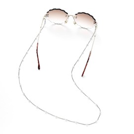 Bramian Pearl Glasses Chain Hanging Neck Anti-Drop Glasses Rope Eyewear Accessories for Woman and Girls (Silver), One Size