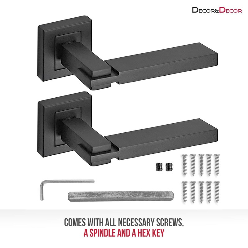 Decoranddecor Nexus Black Internal Door Handles – Aluminium Handle Sets