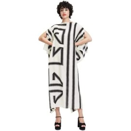 Hiyan Creation Zigzag Black and White Designer Soft Satin Silk Belt Style Kaftan,Summer,Beach Dress,Maxi Women Night Gown Dress,Beach Cover up,Caftan,Party,Gifts for Women, Multicolor, One Size