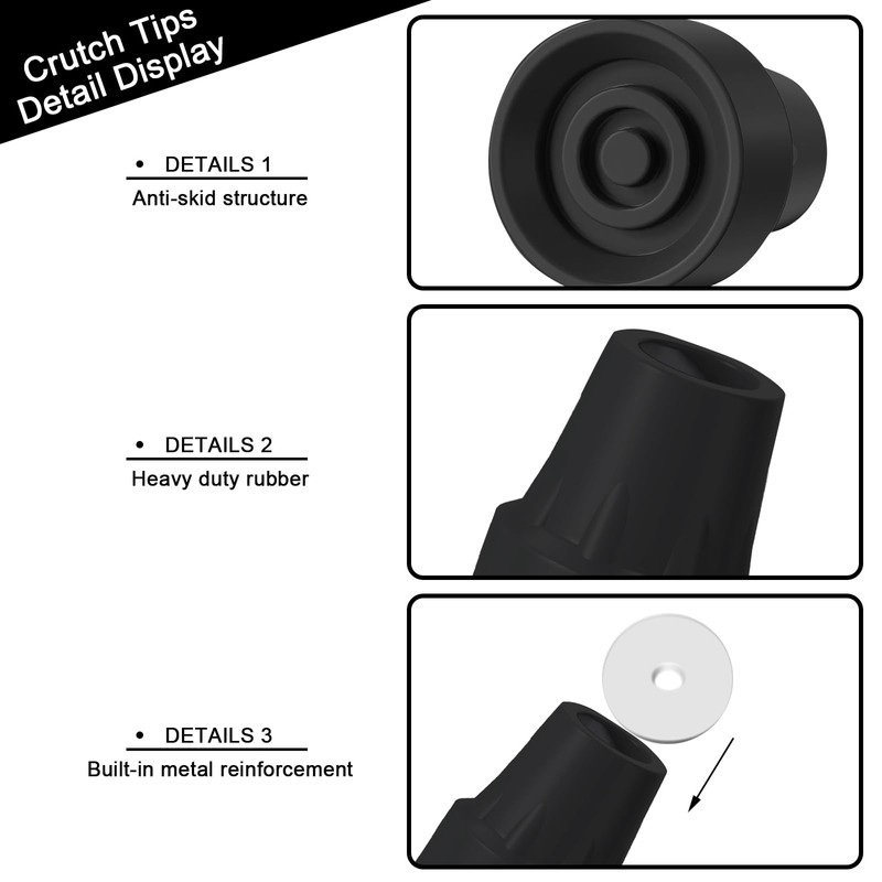 4 Pack Replacement Rubber Cane Tips 3/4 Inch Heavy Duty