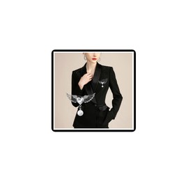 Angel Wings Heart Brooch Crystal Pearl Lapel Pin Vintage Love Heart Collar Chest Pin Badge Coat Suit Skirt Rivets Accessories for Men Women, Rhinestone Faux Pearl Alloy Steel