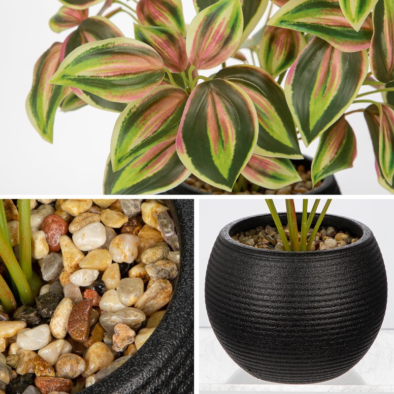 2 Packs Artificial Plants in Black Pot, 12" Faux Plant