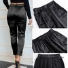 Women's Tapered Satin Pants Elastic Waist Business Work Casual Ankle