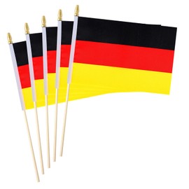 5 Pack Germany Germans Small Mini Wood Hand Held Stick Flag,Suitable For Various Holiday Parties, World Cup, National Day, And National Flag Day.