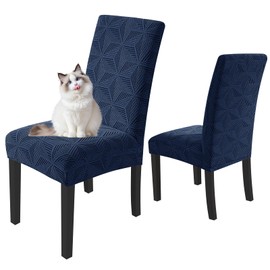 YEMYHOM Dining Chair Covers Set of 2, Stretch Dining Room Parsons Chair Slipcover, Removable Washable Furniture Protector for Home, Kitchen, Banquet (Navy)