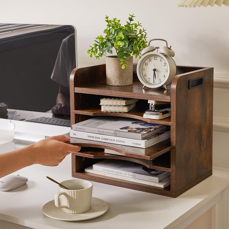 YMYNY Desktop File Organizer with Handle, Document Letter Mail Tray