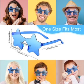 Morcheiong Pack of 10/20/30/40 Star Sunglasses, Colourful Rimless Sunglasses, Cool Pentagram Glasses for Pool, Wedding, Birthday Party, blue
