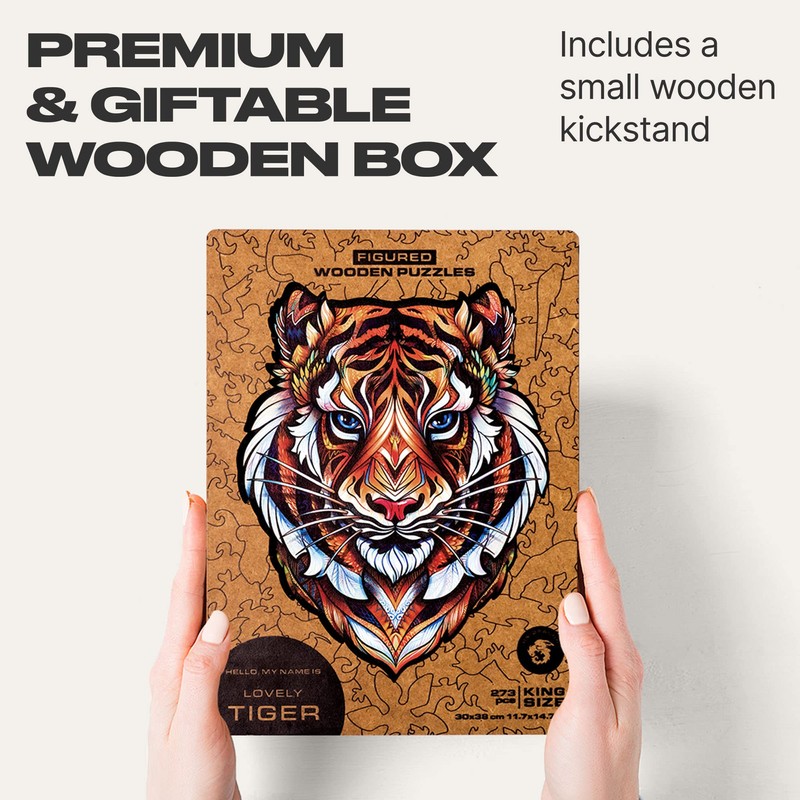 UNIDRAGON Wooden Jigsaw Puzzles - Lovely Tiger, 273 pcs, King