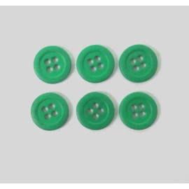 Unbranded 6/pcs Buttons medium size  D=9/16" (14mm) Green color 4 holes