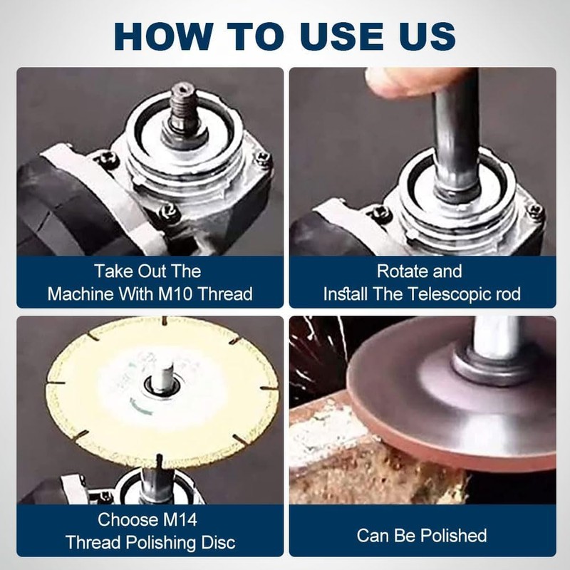 Angle Grinder Extension Rod, 2025 Upgrade M10 Thread Polishing Machine