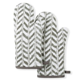 Tommy Bahama Maui Herringbone Oven Mitt 2-Pack Set, Grey, 7"x14"