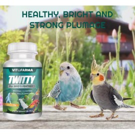 VITOFARMA PROMOTES FEATHER GROWTH FOR BIRDS TWITTY 80G OMEGAS SUPPLEMENT FOR BIRDS